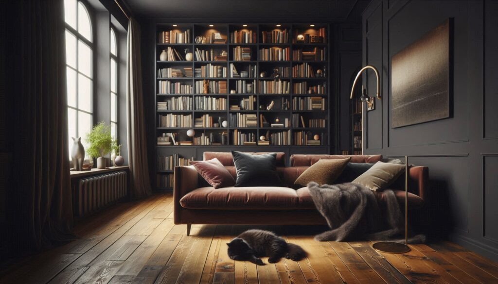 dark academia design living room